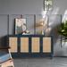 Sideboard Buffet Cabinet, Rattan Accent Cabinet Storage Cabinet Console Table with 4 Doors & Adjustable Shelves for Living Room