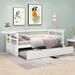 Pine Wood Twin Size Daybed with Foldable Shelves, Trundle, Sturdy Frame