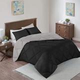 3pc Full/Queen Reversible Comforter Set Casual Geometric Black