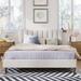 Linen Upholstered Platform Bed, Channel Tufted Headboard, Queen Size