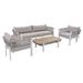 4-Piece Outdoor Patio Conversation Set with Coffee Table and Soft Waterproof Cushions for Garden, Poolside & Backyard