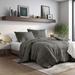 King/Cal KingTextured Soft Pleated Comforter Set Lightweight Grey