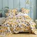 Twin Fleur Golden Tulips Floral Quilted Bedspread Set Yellow