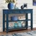 Acacia Wood Console Table Sofa Table with Storage Space, Retro Kitchen Buffet Cabinet Sideboard with Open Shelves and 3 Drawers