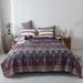 Twin Southwestern Aztec Bohemian Tribal Quilted Bedspread Set Blue