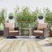 AOOLIMICS 3Pcs Patio Swivel Rocking Seating Brown Wicker Side Table Furniture Set