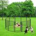 39.37" Dog Fence 12 Panels Heavy Duty Metal Playpen with Door for Outdoor