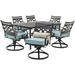 Cambridge Margate 7-Piece Dining Set in Ocean Blue with 6 Swivel Rockers and a 40-In. x 67-In. Dining Table - N/A