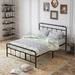 Queen-Sized Metal Platform Bed Frame: Victorian Style Wrought Iron-Art Headboard/Footboard