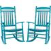 Set of 2 Outdoor Rocking Chairs, Outdoor Indoor Oversized Patio Rocker Chair High Back Rocker, Blue - 34''L x 24''W x 47.6''H