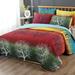 Queen Rainbow Tree Bedspread Set Quilt & Pillow Shams Blue