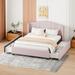 Upholstered Platform Bed with Wingback Headboard and 4 Drawers, No Box Spring Needed, Linen Fabric, Queen Size