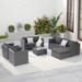 PE Rattan Outdoor Sofa Conversation Sets with Table and Ottoman