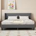 King Size Bed Frame Upholstered Bed Frame, Platform Bed with Adjustable Headboard, Linen Fabric Headboard