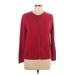 Croft & Barrow Cardigan Sweater: Burgundy Color Block Sweaters & Sweatshirts - Women's Size Large