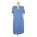 C. Wonder Casual Dress - Mini V-Neck Short sleeves: Blue Dresses - Women's Size 18