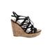 Mossimo Supply Co. Wedges: Black Print Shoes - Women's Size 9 1/2 - Open Toe