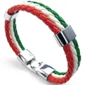 Bracelet de bijoux en alliage de cuir pour hommes et femmes bracelet drapeau italien vert blanc