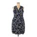 Hail3y V Neck Sleeveless:23 Casual Dress - Wrap V Neck Sleeveless: Blue Print Dresses - Women's Size 2X