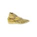 F-Troupe Flats: Slip-on Stacked Heel Bohemian Gold Print Shoes - Women's Size 41 - Almond Toe