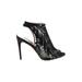 Badgley Mischka Heels: Black Print Shoes - Women's Size 7 1/2 - Peep Toe