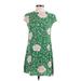 Zara Casual Dress - Mini Crew Neck Short sleeves: Green Floral Dresses - Women's Size X-Small