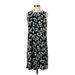 J.Jill Casual Dress - Mini Crew Neck Sleeveless: Black Print Dresses - Women's Size Small Petite