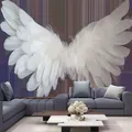 Tapisserie de grandes ailes d'ange pour la décoration de la maison Hiphelicopter Plume