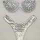 Maillot de bain avec strass et diamants ensemble deux pièces bikini sexy pour les femmes avec