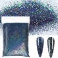 50g Pack Laser Black Holographic Nail Glitter Powder Rainbow Dazzling Galaxy Glitter Bulk Pigment