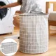 Folding Laundry Basket Organizer Toy Storage Basket Cotton Linen Laundry Hamper For Dirty Clothes