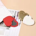 Portable Heart Compact Mirror Cute Solid Color Ultra-thin Makeup Mirror Heart-shaped PU Leather