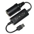Wired Auto Boost Converter Adapter 5V USB Port To 12V Car Cigarette Lighter Socket Power Cord