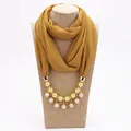 Fashion Pearl Chiffon Necklace Pendant Ring Scarf Multi-style Muslim Scarves Hijab Hat Voile Lady