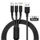 3 In 1 USB Fast Charging Cable Nylon Braided Type C Micro iOS Multi Charger Cable for iPhone Huawei