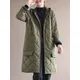 Jackets for Women 2023 Midi Length Winter Quilted Coat Hooded Patchwork Straight Cotton-padded