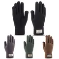 Gloves Men's winter knit outdoor riding windproof large size fleece thickened touch screensaver warm