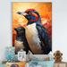 Winston Porter Curious Penguins Snowy Wonders I On Canvas Print Canvas, Cotton in Black/Orange | 20 H x 12 W x 1 D in | Wayfair