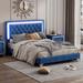 Wrought Studio™ Full Size Bed Frame w/ LED Lights Upholstered/Velvet in Blue | 44.5 H x 64 W x 83.7 D in | Wayfair 6D4B09C9D467482F8E6266766B9DAB37