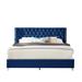 Red Barrel Studio® Batemans Platform Bed Wood & /Upholstered/Metal & /Metal in Blue | 52 H x 87.4 W x 83 D in | Wayfair