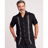 Blair Men's John Blair® Linen Blend Embroidered Shirt - Black - 2XL