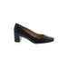 Naturalizer Heels: Pumps Chunky Heel Work Black Print Shoes - Women's Size 11 - Almond Toe