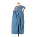 Isabel Maternity Casual Dress - Mini Crew Neck Short sleeves: Blue Solid Dresses - Women's Size X-Small