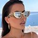 Vintage Cat Eye Sunglasses For Women Small Metal Chain Elegant Eyeglasses Fashion Black Shades