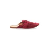 Born Handcrafted Footwear Mule/Clog: Slip-on Stacked Heel Casual Burgundy Solid Shoes - Women's Size 10 - Almond Toe