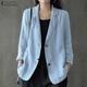 ZANZEA Flax Small Suit Korean Version of Summer 3/4 Sleeve Button Cotton Linen Suit Thin Cardigan Jacket Women Outwear