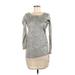 Lulus Casual Dress - Mini Scoop Neck Long sleeves: Gray Dresses - New - Women's Size Medium