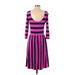 Lilly Pulitzer Casual Dress - A-Line Scoop Neck 3/4 sleeves: Pink Stripes Dresses - Women's Size Small