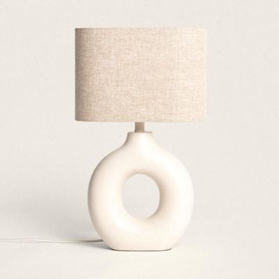 Ledkia - Tischlampe Keramik und Stoff Memphis Beige Image