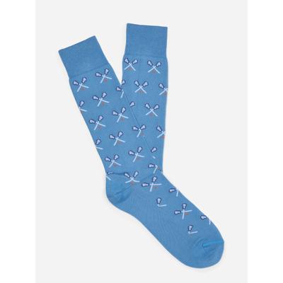 J.McLaughlin Men's Socks in Lacrosse Sticks Aqua | Cotton/Nylon/Spandex
